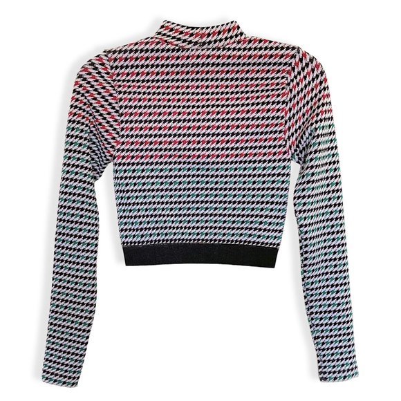 Fabletics Camryn Houndstooth Print Seamless Fitted Long Sleeve Cropped Top - Picture 11 of 16